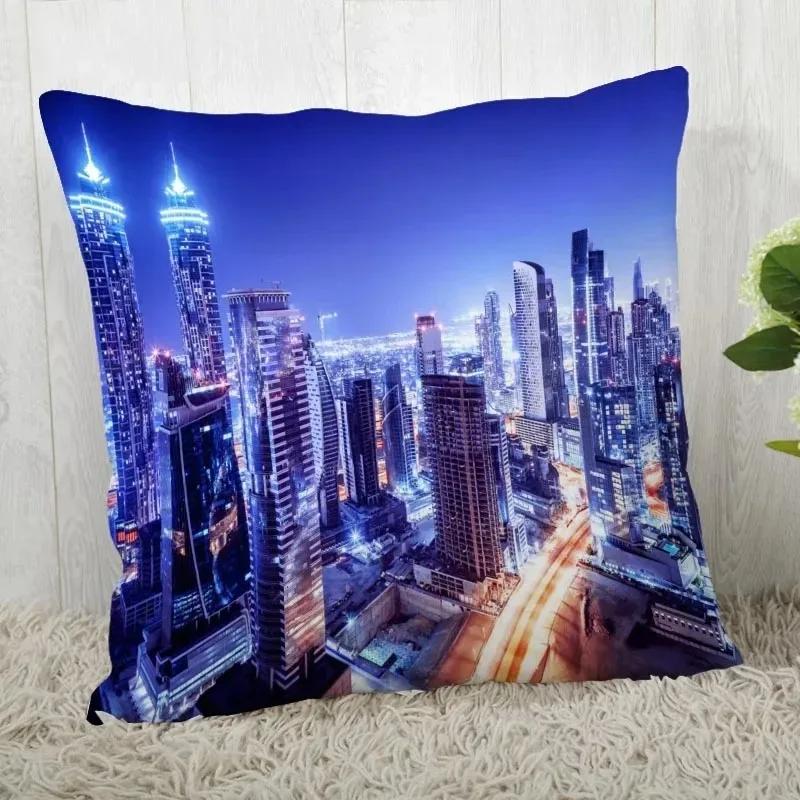 Luxury Home Decor Pillow Cover Living Room Sofa Cushion Cover City Night Scene Light Pattern Cushion Cover