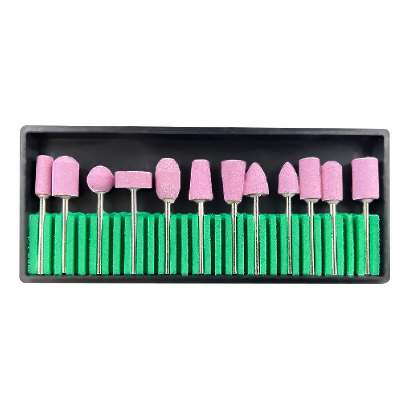 Набор из 12 кварцевых пилок и фрез для ногтей с кисточкой для кутикулы и полирующим инструментом