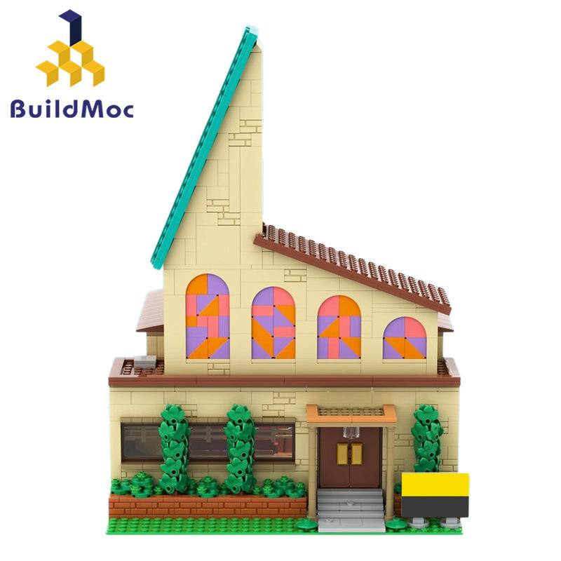Simpsoned First Church Building Blocks Venue Modular Moe's Tavern Bar Springfield Elementary School Model Toys