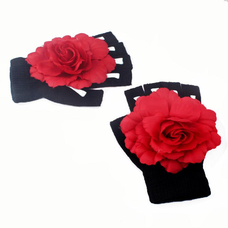 Meier Easter halloween rose half finger gloves skeleton ghost claw knitting gloves one size fits all