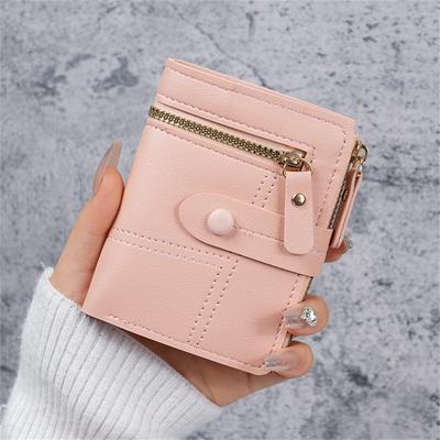 Wallet New Button Wallet Female Solid Color Wallet Thin Ladies Wallet Card Clip Short Coin Purse Cross-border