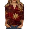 Women's T Shirt Print Button 3/4 Sleeve Daily Weekend Fashion Basic V- Neck Regular Top