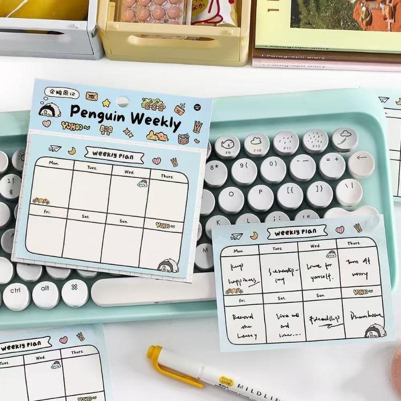 Kawai Stationery Notes Life Schedule Weekly Plan Korean Students Punch in Tearable Todo Sticky Lovely Memo Pad School Supplies