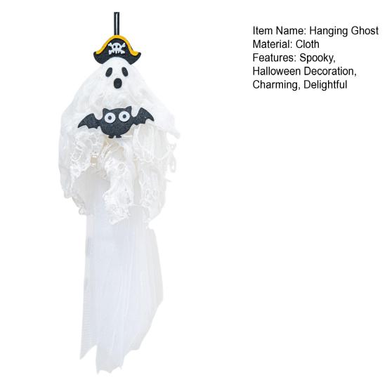 Halloween Hanging Ghost Decoration Spooky Flying Pirate Ghost Holding Pumpkin/Bat/Spider for Indoor And Outdoor Tree Decor