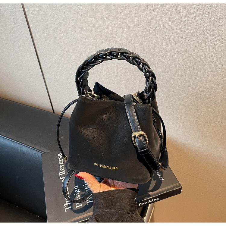 Сумка класса люкс, Ретро и стильная сумка через плечо, Модная сумка-ведро на одно плечо чёрный