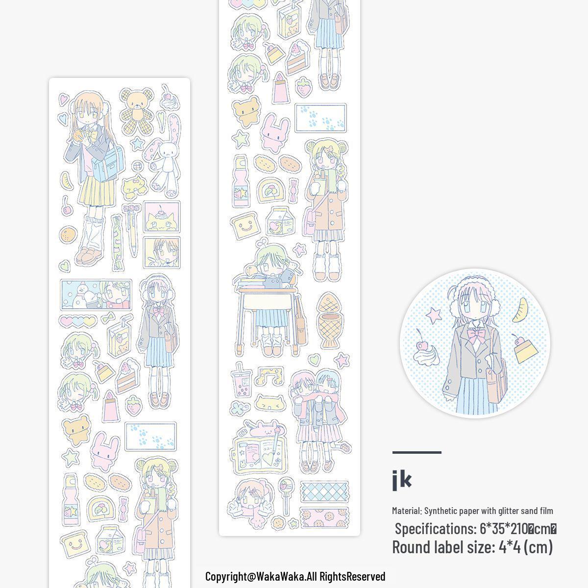 Waka Waka Cute Winter Fairytale Town Stickers - Sweet Girl Journaling Tape Roll No specific size