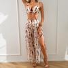 Women Three Piece Printed Bikini Long Pants Swimwear Bathing Suit