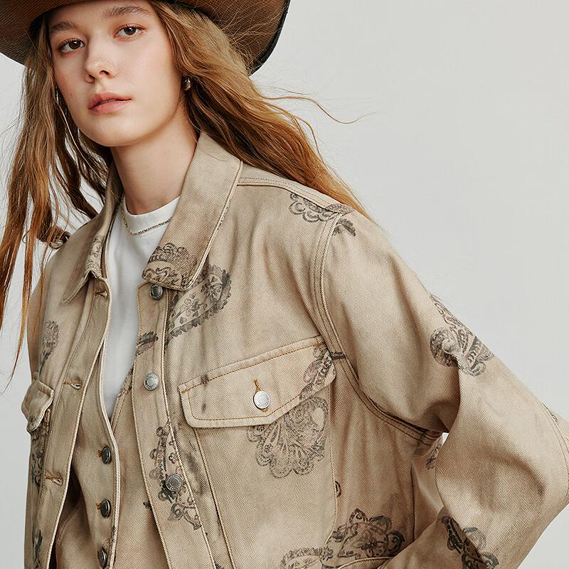 Damen Retro Kurze Jeansjacke aus reiner Baumwolle