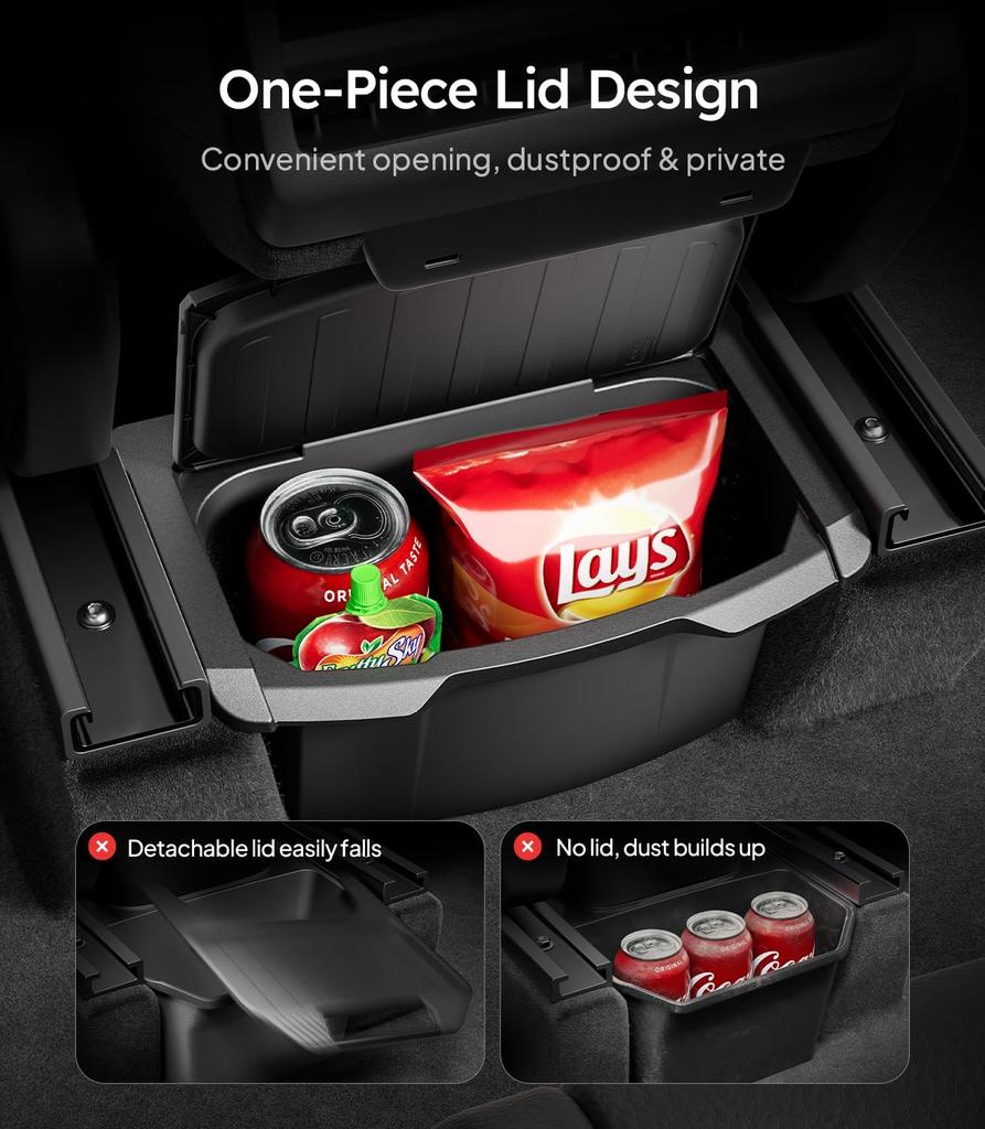 Rear Center Console Organizer [Partitioned Storage & Stable Installation] Backseat Storage Box for Tesla 2023-2025 Model 3/Y