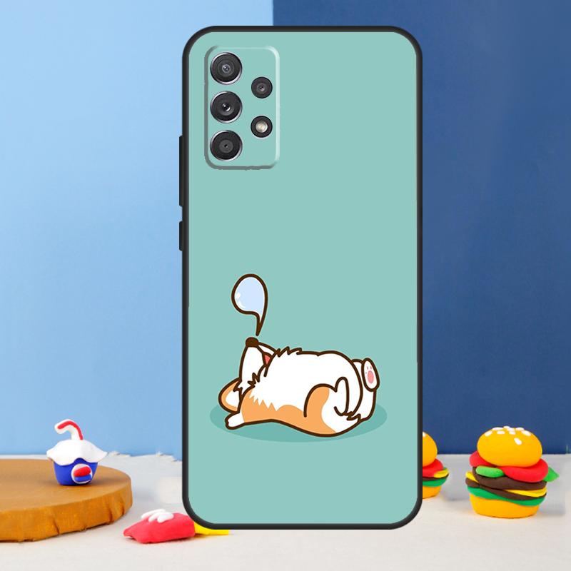 Cartoon Corgi Dog Case For Samsung Galaxy A35 A55 A32 A12 A22 A52 A06 A54 A34 A14 A56 A36 A26 A16 A13 A53 A15
