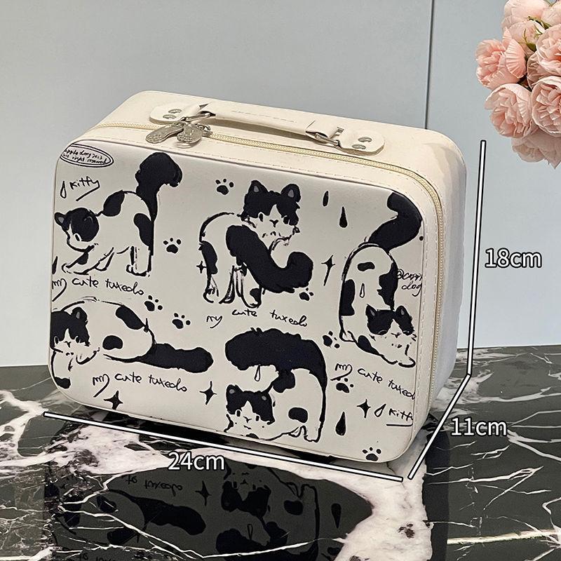 Large Capacity Cute Handbag Makeup Case with Mirror - Portable Travel Cosmetics Bag