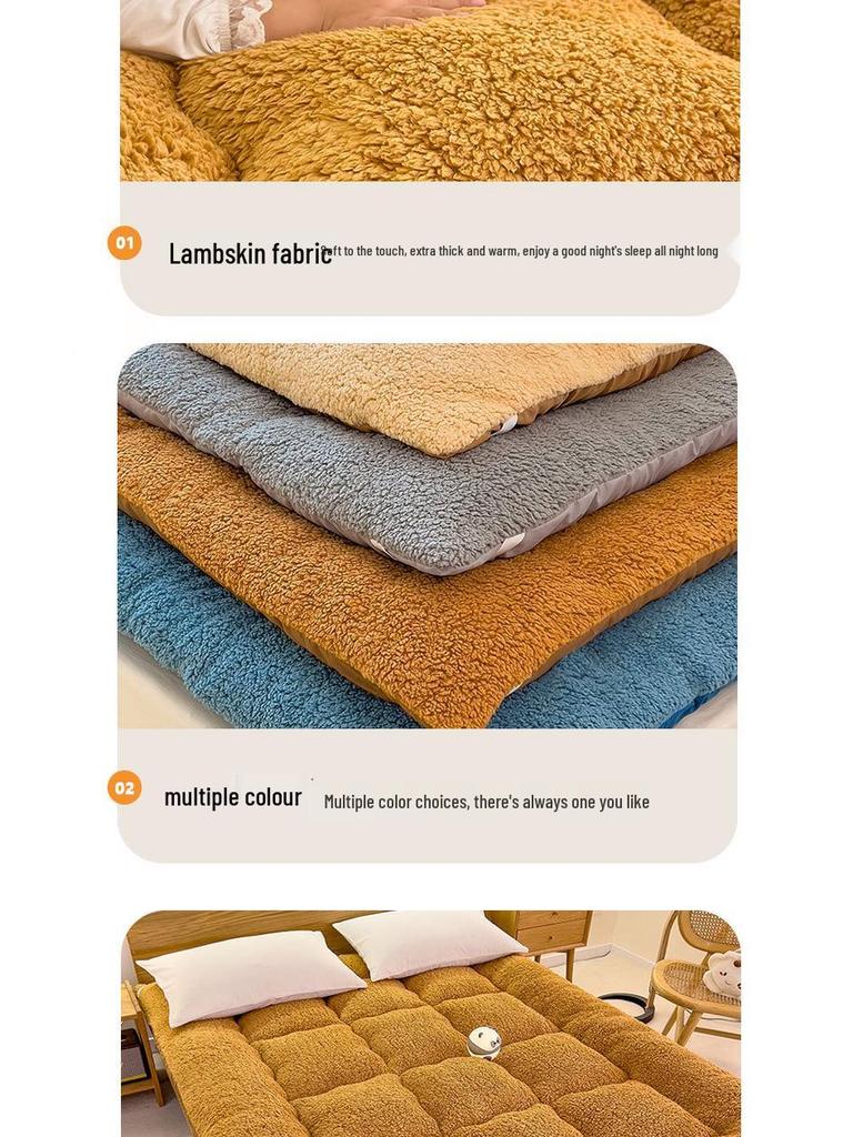 Thickened Lambswool Fleece Mattress Pad - Soft Winter Tatami Sponge for Dormitory Single Bed