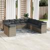 Vidaxl 11-Cz. Garden Furniture Set With Cushions, Grey Rattan Pe