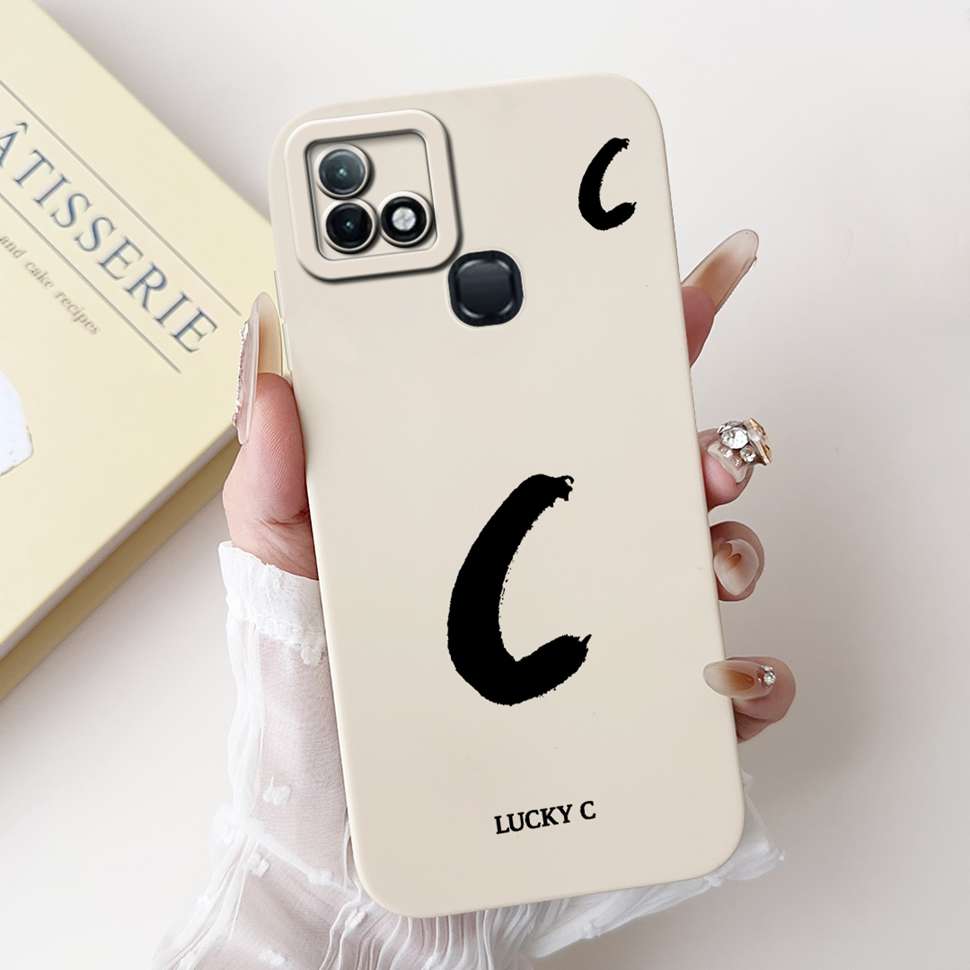 For Infinix Hot 10i X659B Case White Lucky Letters A-Z Soft Silicone Cover For Infinix Hot10I Smart 5 Pro 6.52 " Phone Cases