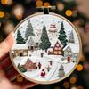 Christmas Cross Stitch Embroidery Kit Includes Hoop Cloth Threads Handmade Sewing Art Craft Kit DIY Embroidery Kit for Beginners