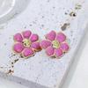 French Retro Flower Oil Drip Five-Petal Earrings for Women