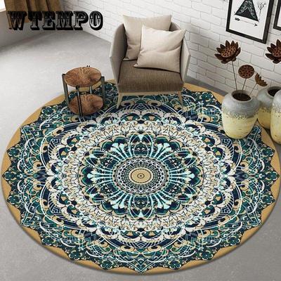 Mandala Round Carpet Bedroom Living Room Carpet Boho Ethnic Style Non-slip Bathroom Floor Carpet Children's Room Floor Mat