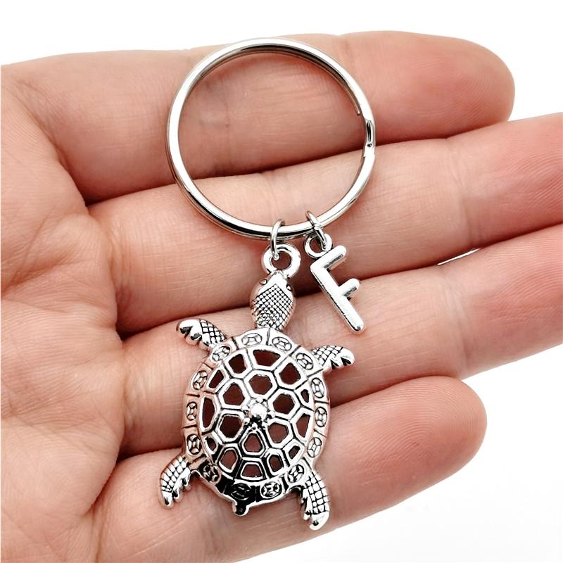 

26 букв инициала брелок черепаха кулон брелок милый черепаха брелок ювелирные изделия для любителей черепах подарки F