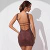 Auf Lager Europäischer & Amerikanischer Stil Strass-Neckholder Ein-Schulter Bodycon Minikleid mit Sexy Rückenfreiem Design für Damen