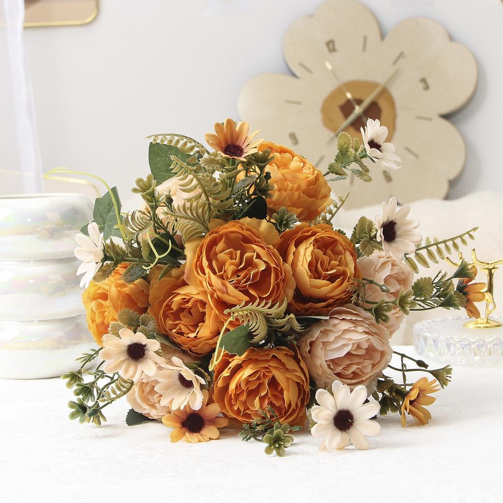Artificial Flower Bouquet Realistic Fake Flowers for Wedding Home Decor Table Centerpiece