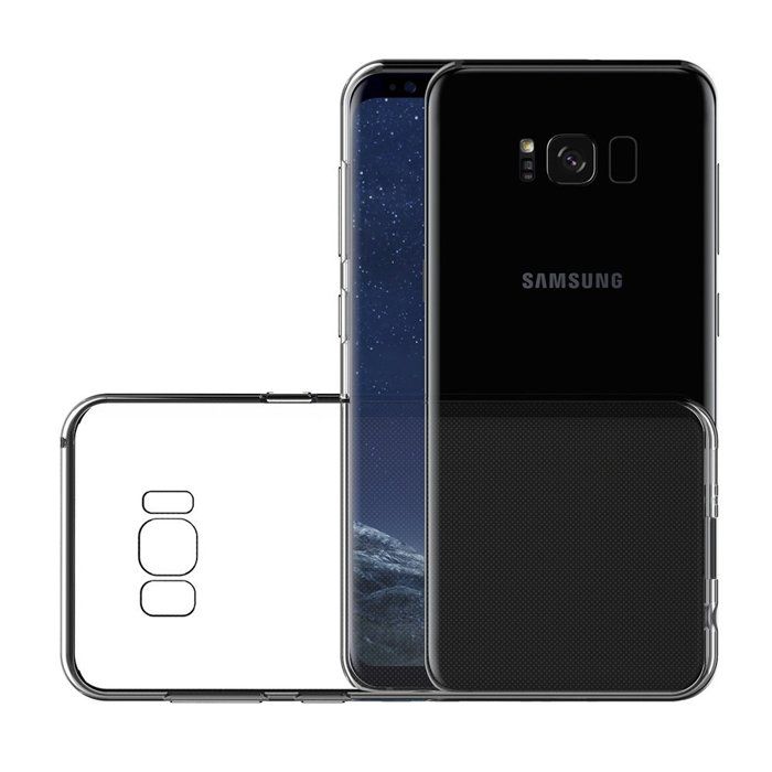 Case and Neck Strap for Samsung Galaxy S8 PLUS - Transparent Soft TPU Adjustable Black Cord Phonillico®