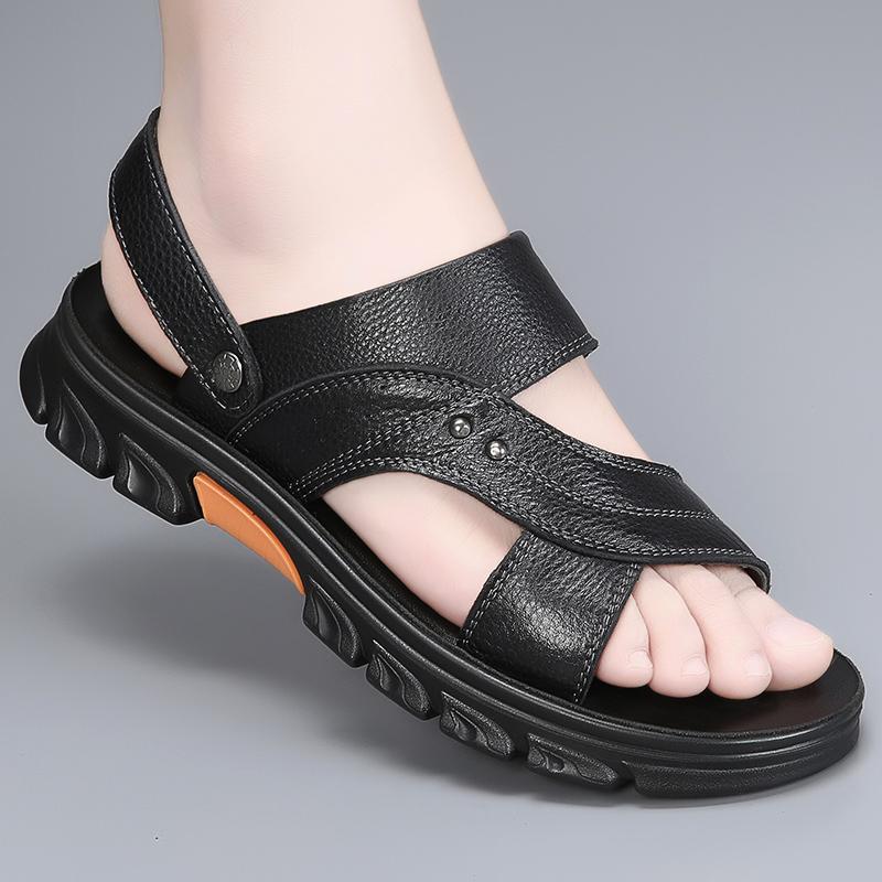 Summer Men's Sandals slip on Summer Breathable Sport Beach Shoes Non-Slip Mens Casual Sandalis Black footwear