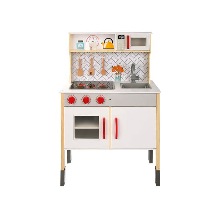 Cuisine de Jouet - WOOMAX - Électrique - Lumière et Son - Plaque vitrocéramique - Hotte aspirante