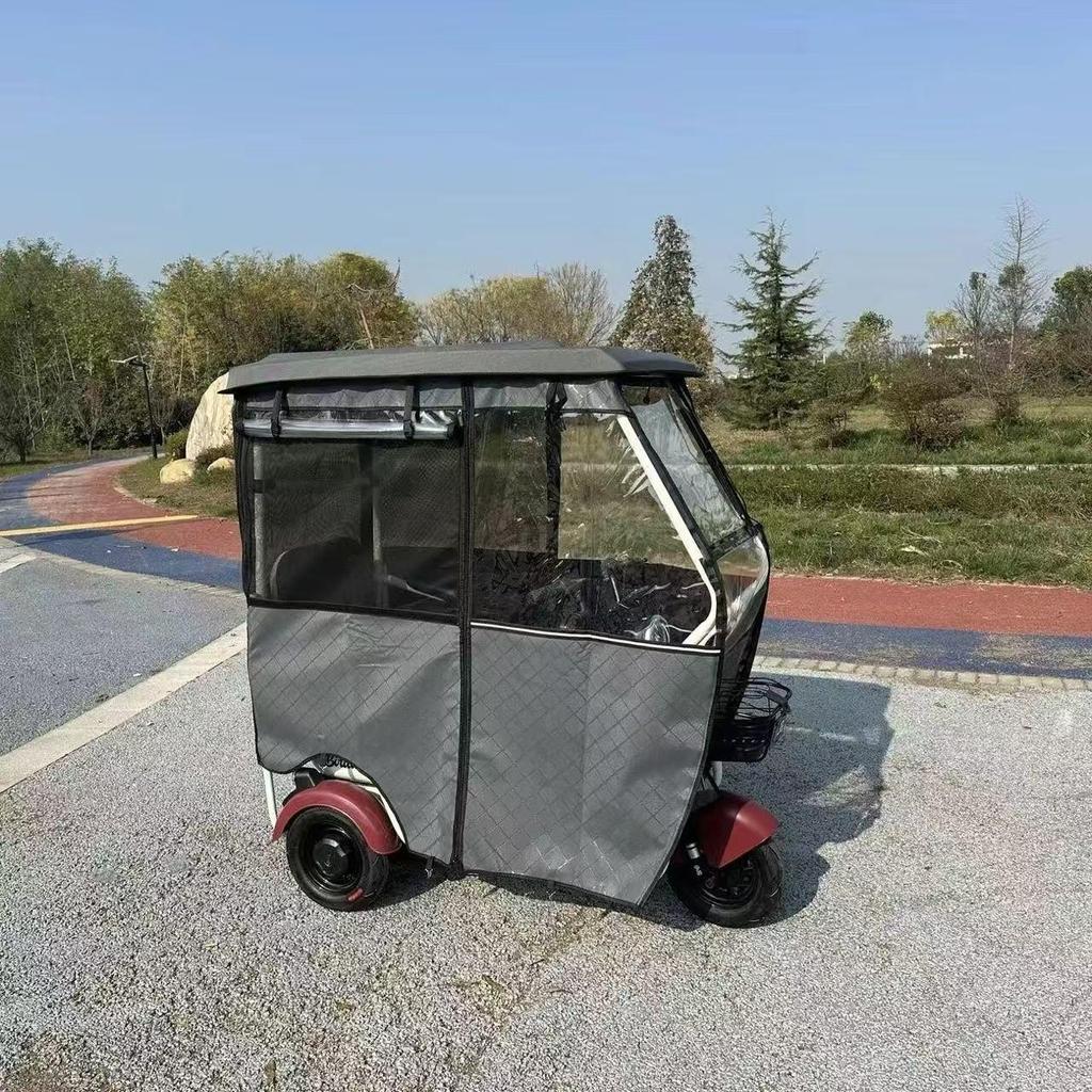 Double Layer Encrypted Mosquito-Proof Sunshade Canopy for Electric Tricycles