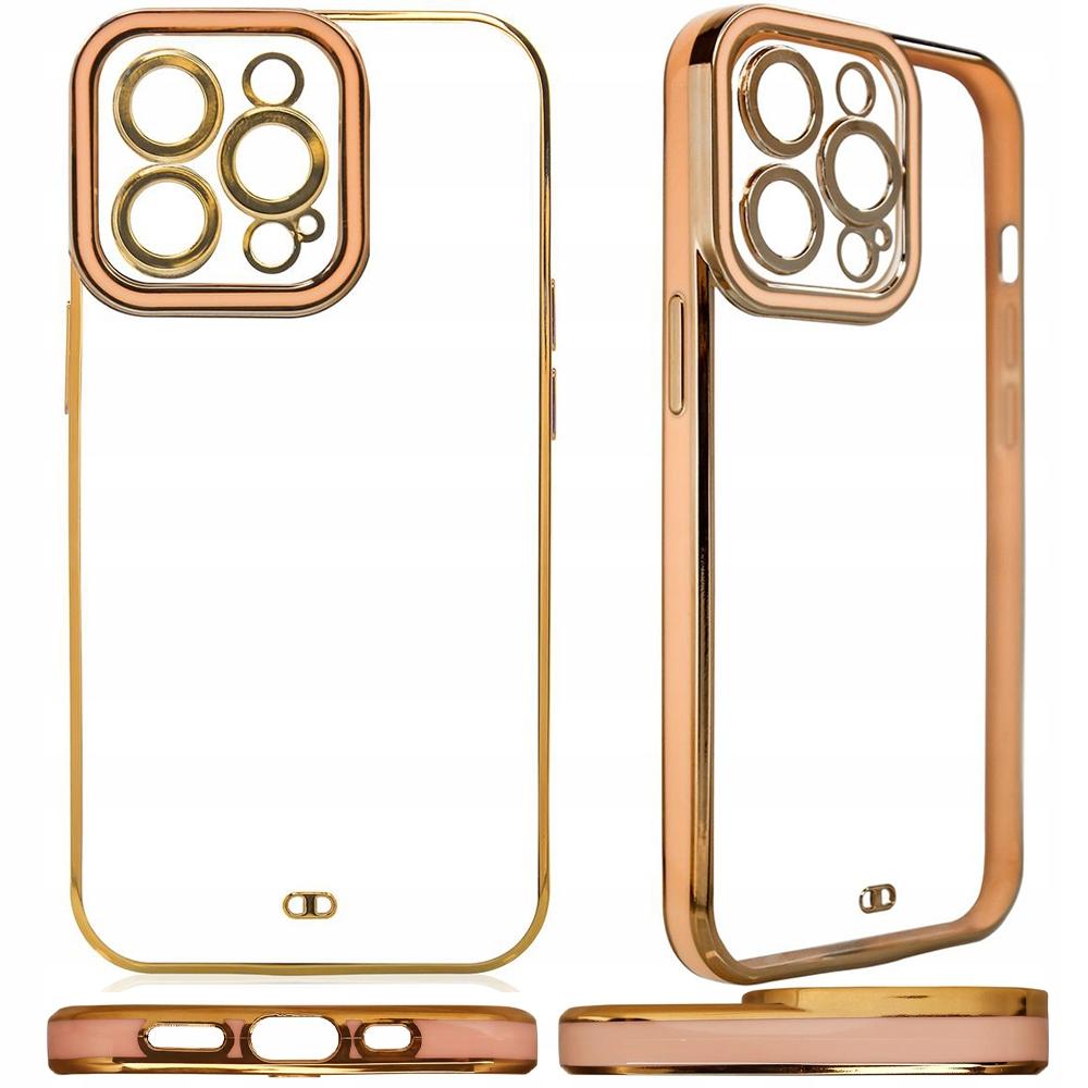 Fashion Case Etui Do Samsung Galaxy A12 5G Żelowy Pokrowiec Ze Złotą Ramką Złoty