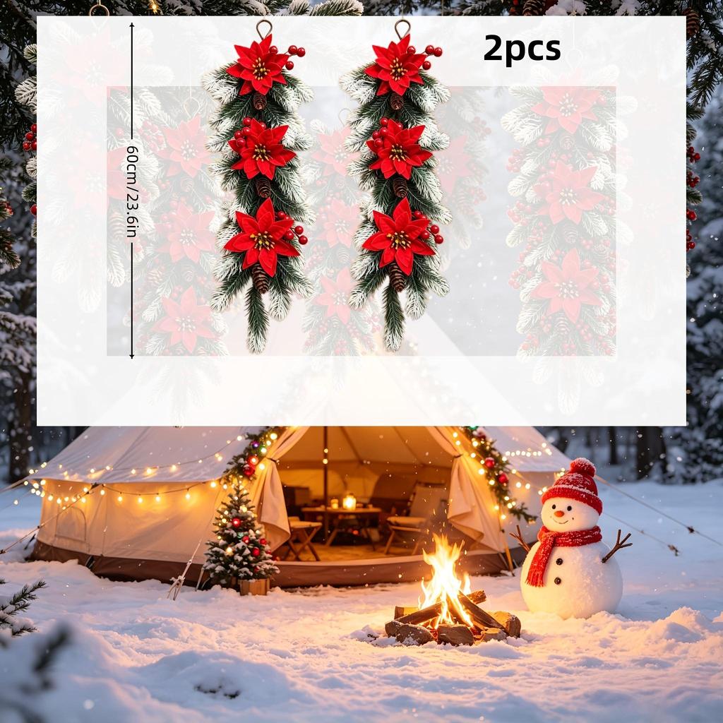 Christmas Decorative Garlands Selected Artificial Poinsettias, Red Berries, and Pine/Cypress Branches Feature Rich Colors and Natural Shapes