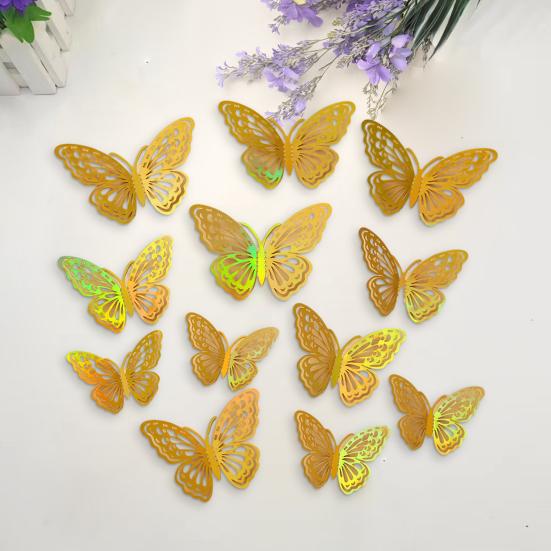 Yousheng 12 Pezzi Decorazione da Parete Farfalle 3D 3 Misure Farfalle Metalliche Vuote Decalcomania per Festa di Compleanno Decorazione Torta Rimovibile Fai da Te Murale Artistico da Parete per