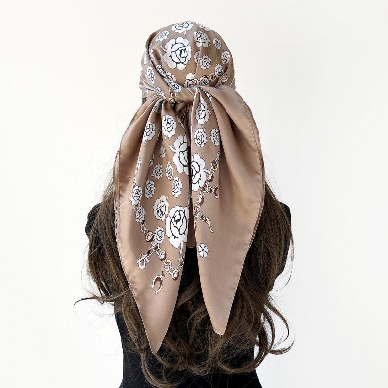 Headscarf Silk Scarf 90cm Women's Headscarf New Versatile Satin Thin Large Square Scarf