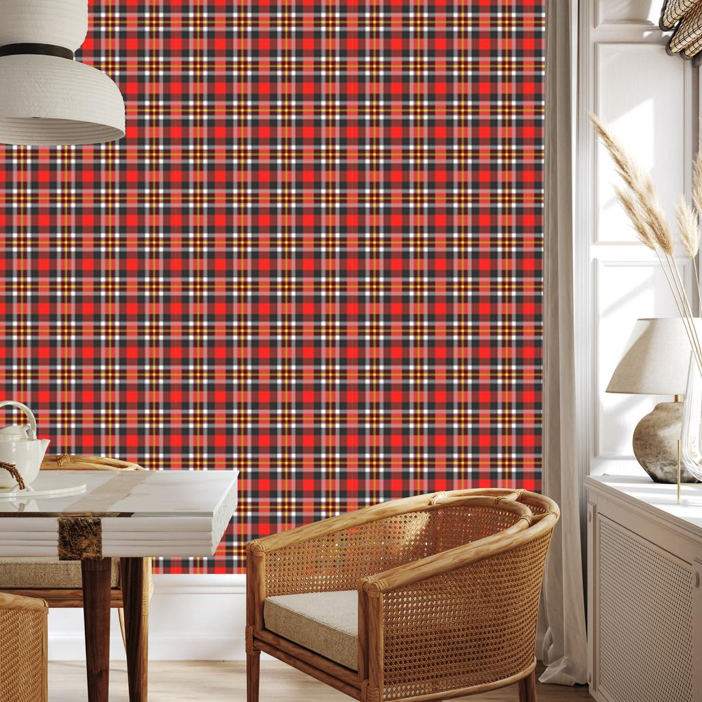 Red and graphite checkered wallpaper for living room and bedroom 50x1000