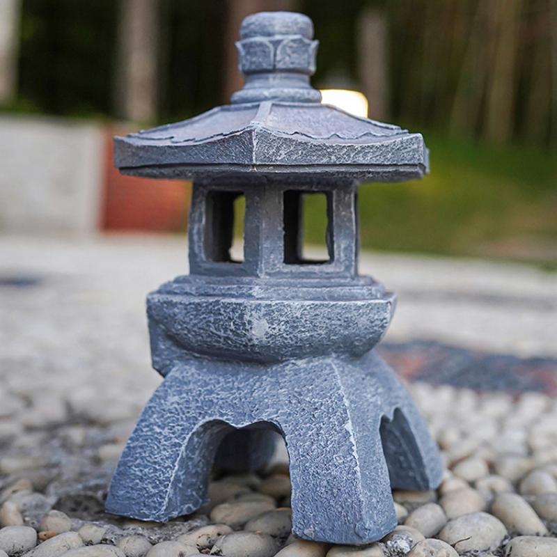 Solární Zenová pagoda lucerna čínská zahradní socha palácové nádvoří dekor eko pryskyřice solární lampa venkovní vnitřní ornament
