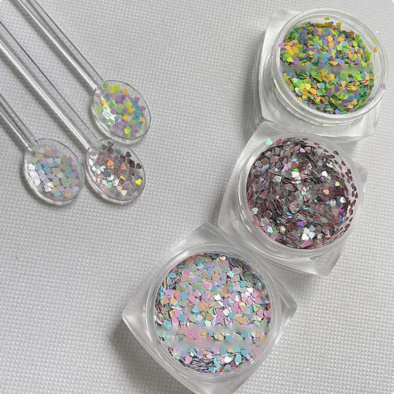 1Jar 1Mm Mini Sparkling Love Nail Glitter Sparkling Heart Nail Decoration Nail Salon Design Cute Accessories Diy Nail Art Design