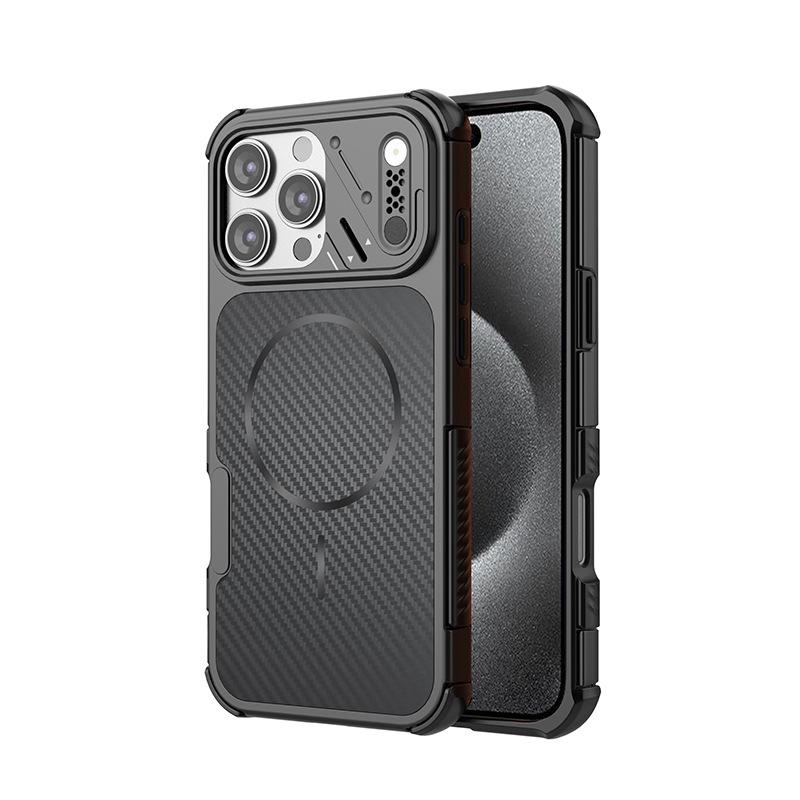 Applicable to Apple iPhone11promax Shield Carbon Fiber Pattern Magnetic Mobile Phone Case Apple 11 Magnetic Mobile Phone Case