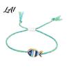 Colorful Striped Rope Bracelet Small Fish Handmade Braided Bracelet Boho Cute Woven Summer Beach Wrist Accessories String Adjustable Wristband