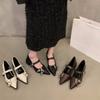 Fashion Fashion Womens Shoes Sexy Pointed Toe French Single Shoe New Leather Banquet Party Shoes for Women Mary Jane Shoes Zapatos Mujer