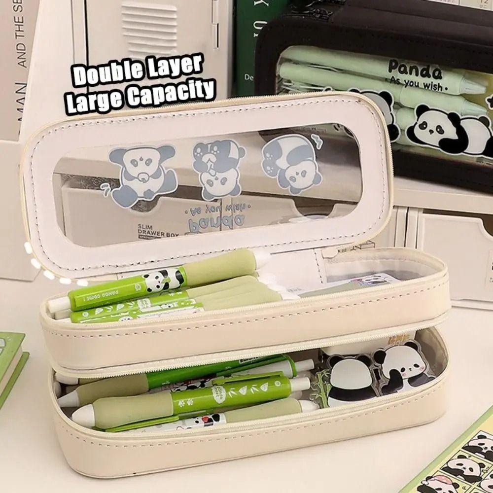 Panda Transparent Pencil Bag Good Looking Stationery Storage Bag  Kids Gift