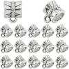 1 Box 240Pcs Small Bail Beads Silver Spacer Beads Charms Alloy Textured Tibetan Style Cylindrical Dangle Tube Bead Clasps for Jewelry Making Pendant
