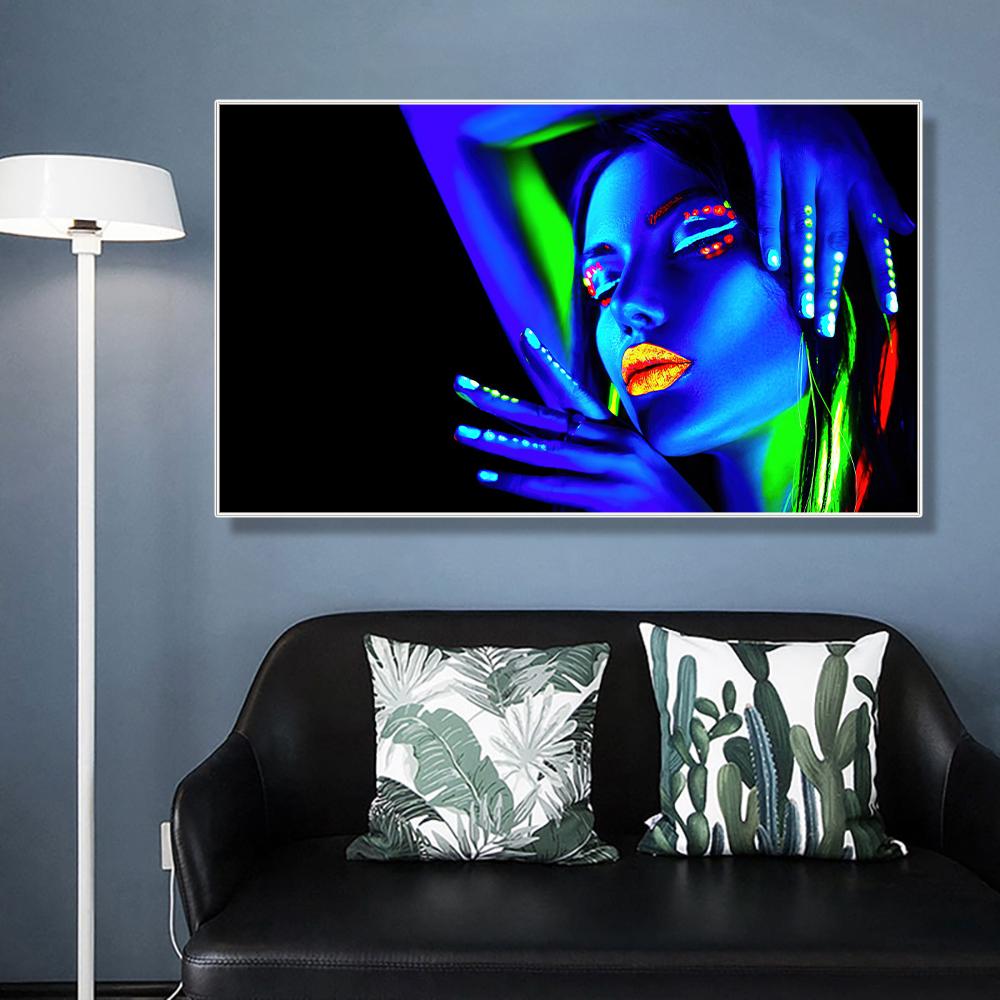 Moderne sexy schwarze Frauen-Wandkunst auf Leinwand, skandinavische Poster und Drucke, Wandkunstbild für Wohnzimmerdekoration