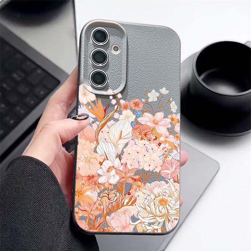 Hydrangea Peony Flower Pattern Case For Samsung Galaxy S26 S25 S24 Ultra S23 S22 S21 FE A54 A15 A35 A55 A16 A26 A36 A56 A17 A37 A57 5G Funda