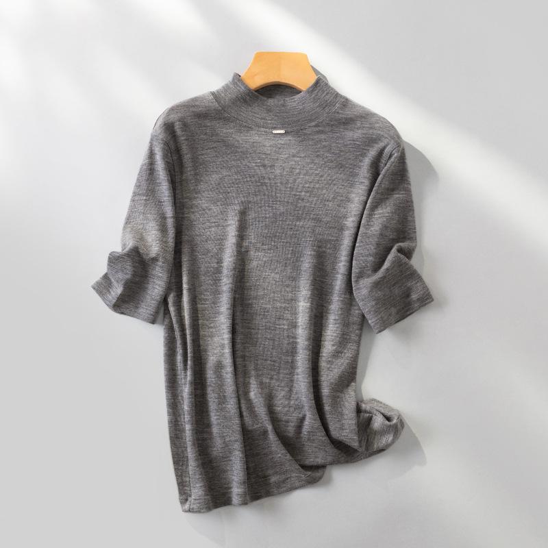 Puyuan 2025 Women's High Neck Merino Wool Base Layer - Classic Autumn/Winter Mid-Sleeve Essential