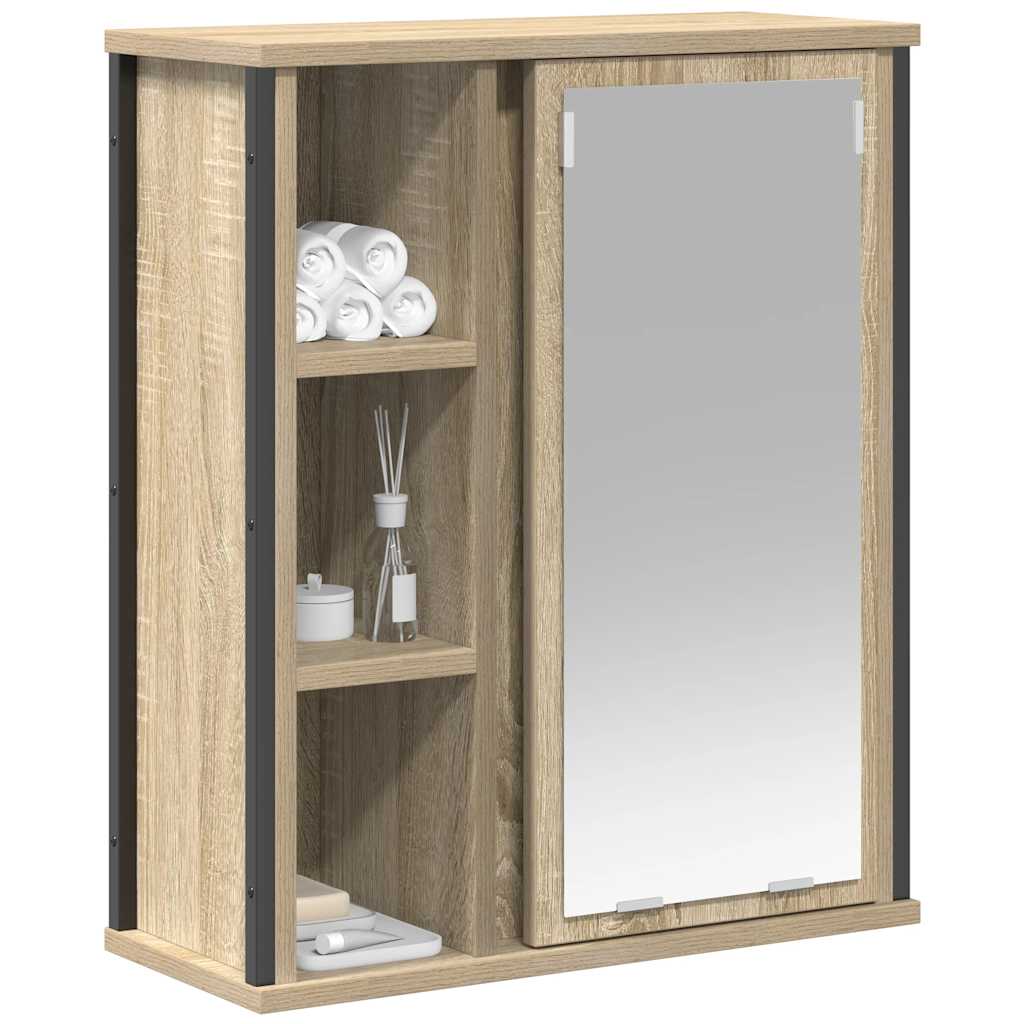 Wall Mounted Bathroom Cabinet with Mirror Sonoma Oak 50 x 21 x 60 cm