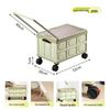 Foldable Car Trunk Storage Box with Wheels and Wooden Lid