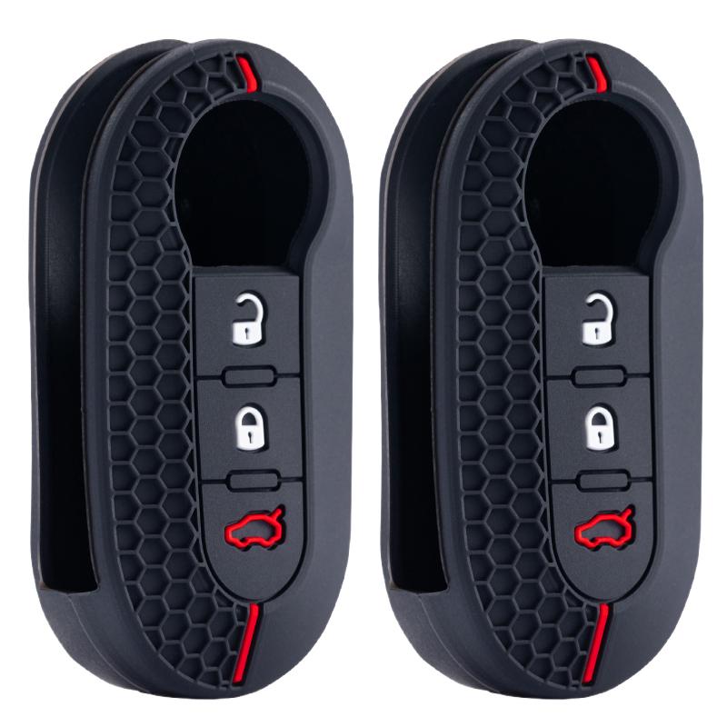 Custodia Cover in Silicone a 3 Pulsanti per Chiave Auto per Fiat 500 Guscio Chiave Remota Pieghevole per Fiat Punto Panda Accessori Auto