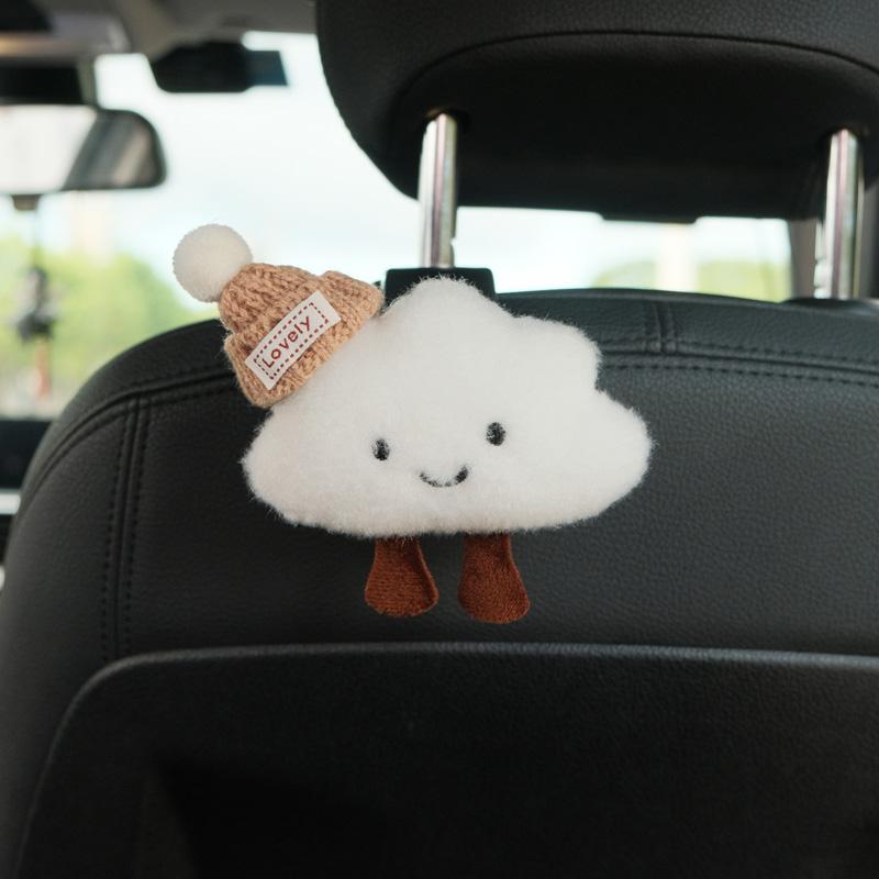 Cute Cartoon Hat Bow Cloud Car Seat Back Hooks Vehicle Headrest Organizer Hanger for Groceries Bag Handbag Auto Decortion