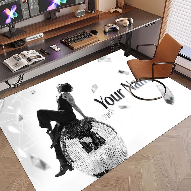 Custom Rug Harry Styles Pattern Print Name Text Soft Non‑Slip Floor Carpet for Home Indoor Decoration