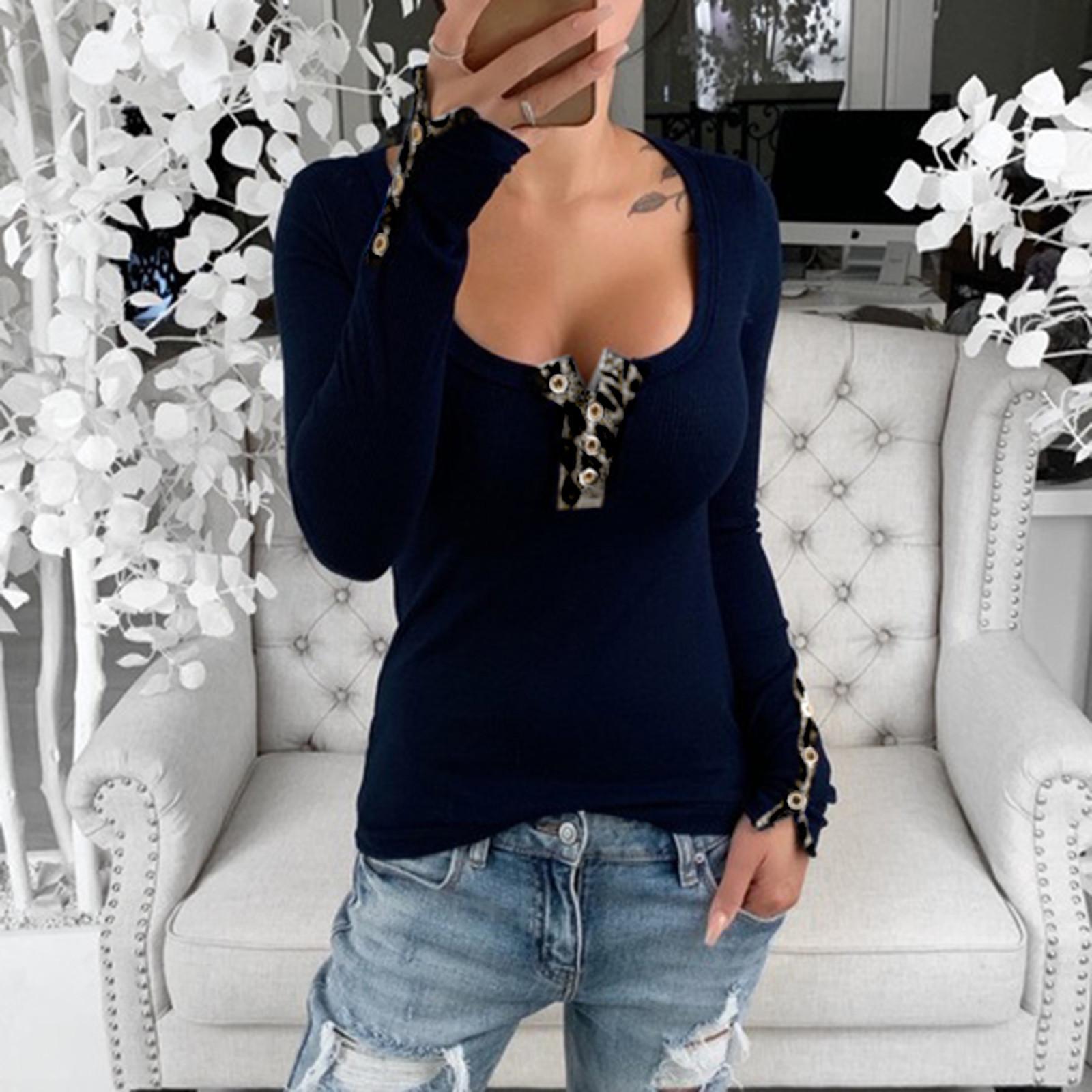 

Women s O Neckline Leopard Print Casual Loose Regular Top M чёрный