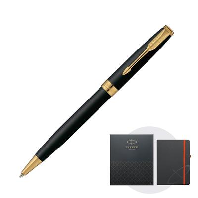Parker Sonnet Matte Black GT Ballpoint Medium Gift Box Set with Original Officially 1950876 NS Pen, Nib, Oil-Based, Notebook, Imported,